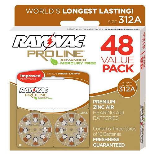 Rayovac Proline Advanced Mercury-Free Hearing Aid Batteries Rayovac Proline Advanced Mercury-Free Hearing Aid Batteries