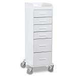 White Polyethylene Tall Locking 6 Drawer Cart