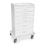 White Polyethylene Locking 6 Drawer Procedure Cart