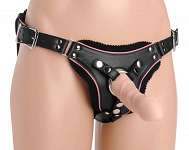 Low Rise Leather Strap On Dildo Harness with...