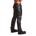 Police Leather Pants with Blue Stripe