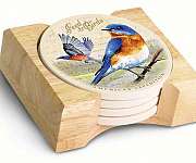 Bluebird Postcard Coasters set of 4