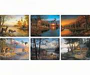 Cabin Scenes Glass Cutting Board Assortment 12 pcs