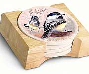 Chickadee Postcard Coasters set of 4