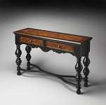 Butler Console Table - BLACK / TAN