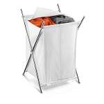 Chrome 2 Compartment Folding Hamper with Cover