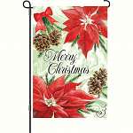 Poinsettia & Pinecones Garden Flag