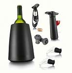 7 Piece Wine Set 1 Elegant Black Wine Cooler,...