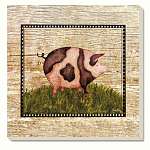 Pig on Wood Coasters Set of 4