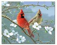 Beautiful Songbirds Glass Cutting Board 12x15