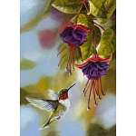 Hummingbirds and Fuchsias Garden Flag