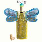 Polka Dot Dragonfly Metal Wine Bottle &...