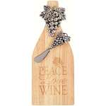 Peace Love Wine Cutting Board w Spreader Set
