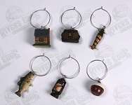 Fishing Cabin Wine Charm Set 6 pcs