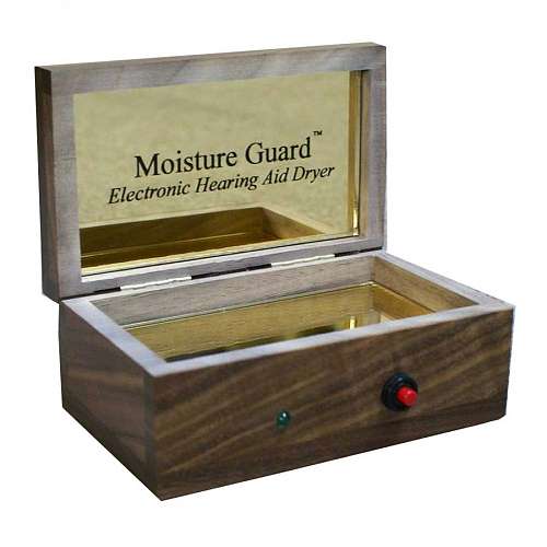 Moisture Guard Walnut Electronic Hearing Aid Dryer