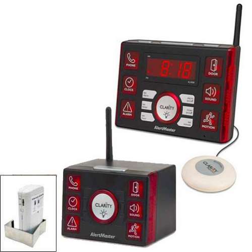 Clarity AlertMaster AL10 Notification System with AL12 Receiver and Door Knocker for Two Rooms