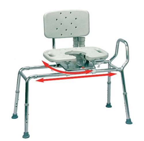 Sliding Transfer Bench with Cutout Swivel Seat