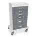 Silver Metallic Polyethylene Locking 6 Drawer Procedure Cart