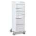 White Polyethylene Tall Locking 6 Drawer Cart