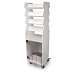 White Tall Titled Shelf Cart with Bulk Storage Area