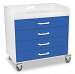 Global Blue Polyethylene Extra Wide Compact Locking 4 Drawer Cart