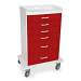 Cherry Red Polyethylene Locking 6 Drawer Procedure Cart