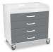 Silver Metallic Polyethylene Extra Wide Compact Locking 4 Drawer Cart