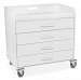 White Polyethylene Extra Wide Compact Locking 4 Drawer Cart