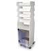 White Tall Slanted Suture Cart with Bulk Storage Area and Blue Acrylic Door