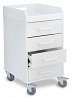 White Polyethylene Compact 4 Drawer Locking Cart