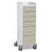Almond Polyethylene Tall Locking 6 Drawer Cart