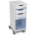 White Polyethylene Core SP Space Saving Lab Cart with Blue Door