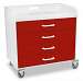 Cherry Red Polyethylene Extra Wide Compact Locking 4 Drawer Cart