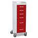 Cherry Red Polyethylene Tall Locking 6 Drawer Cart