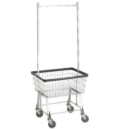 Economy Laundry Cart with Double Pole Rack