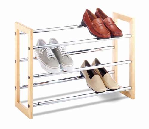 Wood & Chrome Shoe Rack