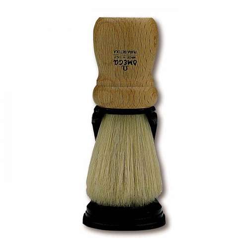 Omega Wood Handle Shaving Brush with Stand