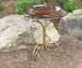 Red Fiber Clay Birdbath with Metal Base