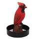 Sitting Cardinal Round Metal Tray Birdfeeder