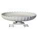 Scalloped Birdbath wDeck Mount Gray Stone