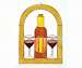 Small Wine Glasses and Bottle Cathedral Window Panel