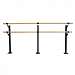 Double Bar Traditional Wood Adjustable Height Floor Mount Ballet Barre System