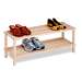 2 Tier Unfinished Natural Wood Shoe Rack