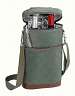 Bourbon Insulated Two Bottle Wine Duffle - Black & Olive