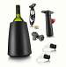 7 Piece Wine Set 1 Elegant Black Wine Cooler, 1 Black Wine Saver Pump, 1 Black Corkscrew Twister, 2