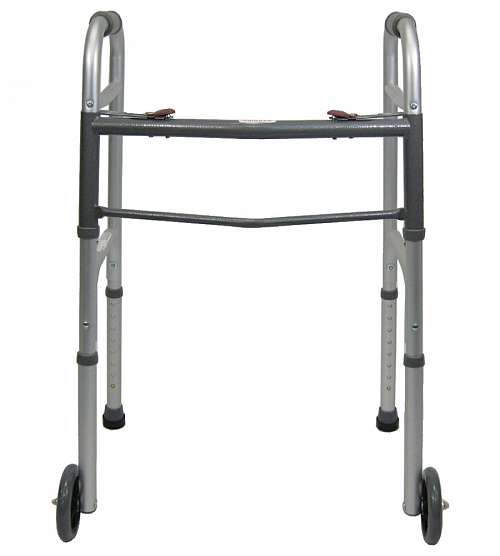 Guardian Easy Care Folding Walker with 5" Fixed Wheels