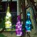 Fiesta Hanging Glass Bottles with LEDs 3 pack Blue, Yellow, Magenta