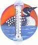 Loon in Lake Scene Small Window Thermometer