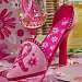 Polystone High Heel Wine Bottle Holder, Pink Ribbon Floral