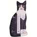 Sitting Black & White Cat Small Window Thermometer